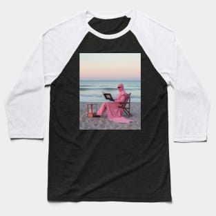 Soft Pink Ninja: Minimal Beach Reading Baseball T-Shirt